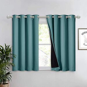 NICETOWN Small 100% Blackout Curtain with Black Liner, Thermal Insulated 2-Layer Lined Drape, Energy Efficiency Small Window Drapery for Dining Room (Sea Teal, 1 Panel, 52-inch W by 45-inch L) NICETOWN Small 100% Blackout Curtain with Black Liner, Thermal Insulated 2-Layer Lined Drape, Energy Efficiency Small Window Drapery for Dining Room (Sea Teal, 1 Panel, 52-inch W by 45-inch L)