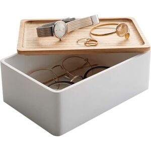 YAMAZAKI 5167 RIN Accessory Storage Box, white, Polystone/Wood, Minimalist, 18.5 x 12.5 x 7 cm YAMAZAKI 5167 RIN Accessory Storage Box, white, Polystone/Wood, Minimalist, 18.5 x 12.5 x 7 cm