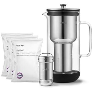 aarke Purifier, Water Filter Jug in Glass and Stainless Steel (2.4L/10 Cups) + 3-Pack Enriched Filter Refill Bags aarke Purifier, Water Filter Jug in Glass and Stainless Steel (2.4L/10 Cups) + 3-Pack Enriched Filter Refill Bags