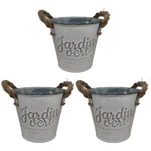 Relaxdays Flower Pot Set, 3 Planters "Green Garden", H x D: 12.5 x 14 cm, Herb Pot with Handle, Iron & Jute, Silver Relaxdays Flower Pot Set, 3 Planters "Green Garden", H x D: 12.5 x 14 cm, Herb Pot with Handle, Iron & Jute, Silver