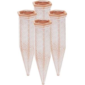 Relaxdays Clay Watering Spikes, Set of 4, Stakes for 1.5 L Plastic Bottes, Indoor & Outdoor Plants, Terracotta/White Relaxdays Clay Watering Spikes, Set of 4, Stakes for 1.5 L Plastic Bottes, Indoor & Outdoor Plants, Terracotta/White