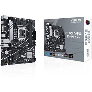 Asus PRIME B760M-K D4 Intel® B760 (LGA 1700)(13th and 12th Gen) mATX motherboard, PCIe 4.0, two PCIe 4.0 M.2 slots, DDR4, Realtek 2.5Gb Ethernet, HDMI®, SATA 6 Gbps, front USB 3.2 Gen 1, Aura Sync Asus PRIME B760M-K D4 Intel® B760 (LGA 1700)(13th and 12th Gen) mATX motherboard, PCIe 4.0, two PCIe 4.0 M.2 slots, DDR4, Realtek 2.5Gb Ethernet, HDMI®, SATA 6 Gbps, front USB 3.2 Gen 1, Aura Sync