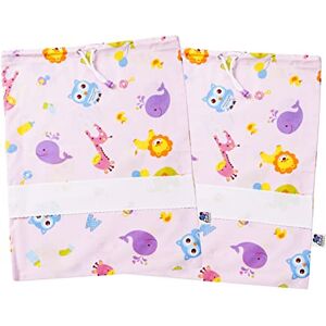 FILET Set of Two Printed Cotton Nursery Bags, Changing Bags, Layette Bags, Shoe Bags, with Aida Canvas Embroidery, Made in Italy, 42 x 34 cm, Letters and Animals Pattern, Pink FILET Set of Two Printed Cotton Nursery Bags, Changing Bags, Layette Bags, Shoe Bags, with Aida Canvas Embroidery, Made in Italy, 42 x 34 cm, Letters and Animals Pattern, Pink