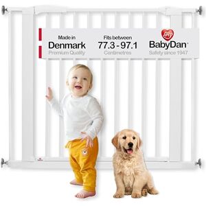 BabyDan Swing Shut, Pressure Fit Stair Gate, 77.3-97.1 cm, Baby Gate/Safety Gate, White, Made in Denmark (Pet Gate/Dog gate) BabyDan Swing Shut, Pressure Fit Stair Gate, 77.3-97.1 cm, Baby Gate/Safety Gate, White, Made in Denmark (Pet Gate/Dog gate)