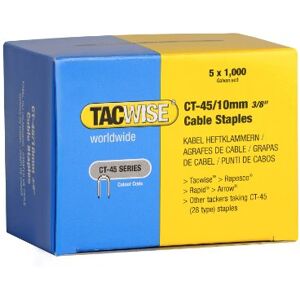 Tacwise 0352 Type CT-45 / 10 mm Galvanised Steel Cable Staples, Divergent Point, Pack of 5000 Tacwise 0352 Type CT-45 / 10 mm Galvanised Steel Cable Staples, Divergent Point, Pack of 5000