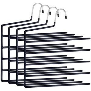 Relaxdays Multi, Set of 4, 5 Bars, Non-Slip, Space-Saving, HxW 35 x 32 cm, Black Trouser Hangers, Iron, Plastic, 35 x 32 x 0.5 cm Relaxdays Multi, Set of 4, 5 Bars, Non-Slip, Space-Saving, HxW 35 x 32 cm, Black Trouser Hangers, Iron, Plastic, 35 x 32 x 0.5 cm