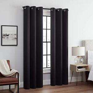 Eclipse Andover Solid Tripleweave Thermal Blackout Grommet Curtains for Bedroom (2 Panels), 42 in x 63 in, Black Eclipse Andover Solid Tripleweave Thermal Blackout Grommet Curtains for Bedroom (2 Panels), 42 in x 63 in, Black