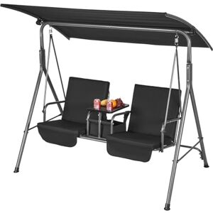VEVOR Outdoor Patio Adjustable Canopy, Porch Swing with Storage Bag and Rotating Tray, Oxford Fabric and Alloy Steel Frame, for Balcony, Backyard, Poolside, Black, L VEVOR Outdoor Patio Adjustable Canopy, Porch Swing with Storage Bag and Rotating Tray, Oxford Fabric and Alloy Steel Frame, for Balcony, Backyard, Poolside, Black, L