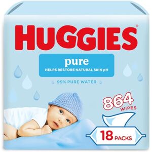 HUGGIES Pure Plastic Free Baby Wipes – 99% Water Wet Wipes, Fragrance Free, Hypoallergenic, better cleaning, soft and gentle on babies' delicate skin – Pack of 18 (864 Wipes) HUGGIES Pure Plastic Free Baby Wipes – 99% Water Wet Wipes, Fragrance Free, Hypoallergenic, better cleaning, soft and gentle on babies' delicate skin – Pack of 18 (864 Wipes)
