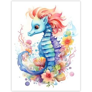 Artery8 Cute Seahorse Watercolour Artwork Fun Kids Bedroom Nursery Extra Large XL Wall Art Poster Print Artery8 Cute Seahorse Watercolour Artwork Fun Kids Bedroom Nursery Extra Large XL Wall Art Poster Print