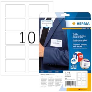 HERMA Self Adhesive Clothing Labels, 8000 Labels, 80 x 50 mm, White HERMA Self Adhesive Clothing Labels, 8000 Labels, 80 x 50 mm, White