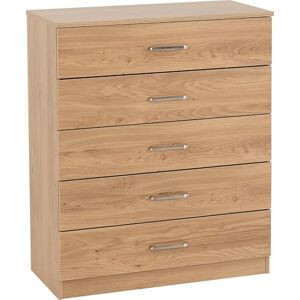 Seconique Dakota 5 Drawer Chest in Oak Effect Seconique Dakota 5 Drawer Chest in Oak Effect
