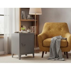 Homybec Small Metal Cabinet 1-Door, Free Standing 2 Tier Shelves Bedside Nightstand Cupboard, Side Storage Organizer for Home Office Study Bedroom Living Room, Grey, 57.5 x 40.5 x 30.5 cm Homybec Small Metal Cabinet 1-Door, Free Standing 2 Tier Shelves Bedside Nightstand Cupboard, Side Storage Organizer for Home Office Study Bedroom Living Room, Grey, 57.5 x 40.5 x 30.5 cm