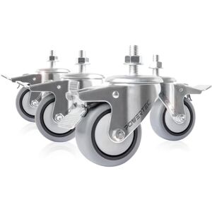 POWERTEC TPR Kit 17201 3” Dual Locking Swivel Gray Thermoplastic Wheels Heavy Duty 150 Lbs Per Caster (Set of 4), Silver, 7.62 cm POWERTEC TPR Kit 17201 3” Dual Locking Swivel Gray Thermoplastic Wheels Heavy Duty 150 Lbs Per Caster (Set of 4), Silver, 7.62 cm