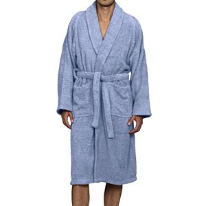 Superior Unisex Egyptian Terry Cotton Medium Bath Robe, Blue, Long-Staple Combed Superior Unisex Egyptian Terry Cotton Medium Bath Robe, Blue, Long-Staple Combed