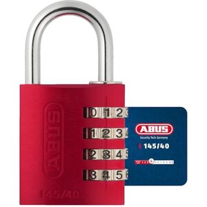 ABUS Combination lock 145/40 red suitcase lock, locker lock, etc. aluminum padlock individually adjustable number code -Safety level 4 ABUS Combination lock 145/40 red suitcase lock, locker lock, etc. aluminum padlock individually adjustable number code -Safety level 4