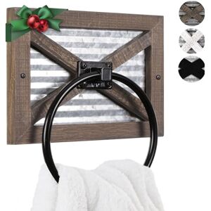 Autumn Alley Farmhouse Decor Hand Towel Ring for Bathroom Rustic Towel Holder/Rack, Wall Mounted, Mix of Wood, Galvanized Metal & Black Ring Autumn Alley Farmhouse Decor Hand Towel Ring for Bathroom Rustic Towel Holder/Rack, Wall Mounted, Mix of Wood, Galvanized Metal & Black Ring