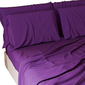 PETTI Artigiani Italiani 4 Piece Soft Breathable Double Bed Sheet Set with Fitted Sheet and 2 Pillowcases Plum PETTI Artigiani Italiani 4 Piece Soft Breathable Double Bed Sheet Set with Fitted Sheet and 2 Pillowcases Plum