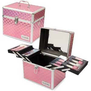 verybella Make-up case with shoulder strap and handle, 31 x 22.5 x 27 cm, with 4 trays on two levels, mirror, 4 make-up brushes, 1 palette 18 eyeshadow, 4 shiny lips verybella Make-up case with shoulder strap and handle, 31 x 22.5 x 27 cm, with 4 trays on two levels, mirror, 4 make-up brushes, 1 palette 18 eyeshadow, 4 shiny lips