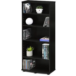 Furinno 4-Tier Multimedia Storage Tower, Wood, Espresso, 43.18 (W) x 92.46 (H) x 14.61 (D) cm, 5-Tier Furinno 4-Tier Multimedia Storage Tower, Wood, Espresso, 43.18 (W) x 92.46 (H) x 14.61 (D) cm, 5-Tier