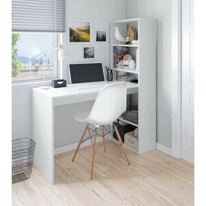 Dmora Desk Denton, Reversible writing desk with 5-shelf bookcase, Study or office table for PC book holder, 120x53h144 cm, White Dmora Desk Denton, Reversible writing desk with 5-shelf bookcase, Study or office table for PC book holder, 120x53h144 cm, White