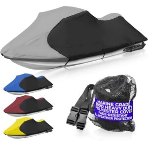 JETPRO Trailerable Jet Ski Cover, Waterproof Marine Grade 600D Heavy Duty Polyester PWC Cover Gray/Black Color Fits from 126"-135" 3 Seater JETPRO Trailerable Jet Ski Cover, Waterproof Marine Grade 600D Heavy Duty Polyester PWC Cover Gray/Black Color Fits from 126"-135" 3 Seater