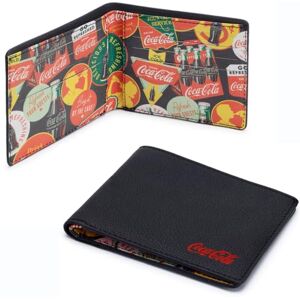 The Gift Scholars Officially Licenced Coca-Cola Leather Bi-Fold Wallet with Vintage Retro Coke Adverts Print Interior, Black The Gift Scholars Officially Licenced Coca-Cola Leather Bi-Fold Wallet with Vintage Retro Coke Adverts Print Interior, Black