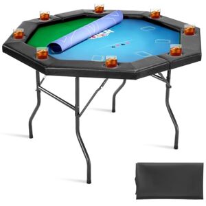 VEVOR Foldable Poker Table, 8 Player 1220 mm Folding Casino Leisure Table with Padded Rails & Cup Holders, Octagonal Portable Game Tables with Felt & Metal Legs, for Texas Hold'em Game and Blackjack VEVOR Foldable Poker Table, 8 Player 1220 mm Folding Casino Leisure Table with Padded Rails & Cup Holders, Octagonal Portable Game Tables with Felt & Metal Legs, for Texas Hold'em Game and Blackjack