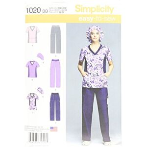 Simplicity Sewing Pattern 1020: Misses' and Plus Scrub Pants and Tops, Size (20W-22W-24W-26W-28W), Paper, White, BB (20W-28W) Simplicity Sewing Pattern 1020: Misses' and Plus Scrub Pants and Tops, Size (20W-22W-24W-26W-28W), Paper, White, BB (20W-28W)