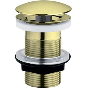 Edouard Rousseau Free Drainage Basin Plug, Diameter 63 mm, NF-Certified, No Too Full, Standard, Brushed Brass Finish Edouard Rousseau Free Drainage Basin Plug, Diameter 63 mm, NF-Certified, No Too Full, Standard, Brushed Brass Finish