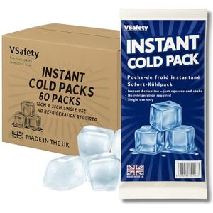 VSafety V Safety Instant Ice Packs UK-Made Disposable Cold Compress, No Refrigeration Needed, Squeeze to Activate Portable Cooling for Food, Drinks & Outdoor Use Large Size (Pack of 60) VSafety V Safety Instant Ice Packs UK-Made Disposable Cold Compress, No Refrigeration Needed, Squeeze to Activate Portable Cooling for Food, Drinks & Outdoor Use Large Size (Pack of 60)