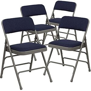 Flash Furniture Hercules Series Sheldon Metal Folding Chairs with Cushioned Seat, Fabric Upholstered Event Chairs, Set of 4, Navy Flash Furniture Hercules Series Sheldon Metal Folding Chairs with Cushioned Seat, Fabric Upholstered Event Chairs, Set of 4, Navy