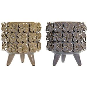 DKD Home Decor Planter, Stoneware, Brown, Estándar DKD Home Decor Planter, Stoneware, Brown, Estándar