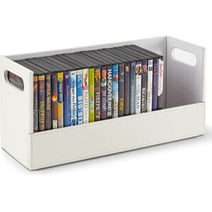Stock Your Home DVD Storage Box, Movie Shelf Organizer for Blu-Ray, Video Game Cases, CDs, VHS Tape Display Stand, Disc Holder Can Store Up to 28 DVDs, Faux Leather (White) Stock Your Home DVD Storage Box, Movie Shelf Organizer for Blu-Ray, Video Game Cases, CDs, VHS Tape Display Stand, Disc Holder Can Store Up to 28 DVDs, Faux Leather (White)