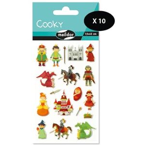 Maildor CY003Opack Pack of 10 Cooky 3D Stickers 1 Sheet 7.5 x 12 cm, Knights (18 Stickers) Maildor CY003Opack Pack of 10 Cooky 3D Stickers 1 Sheet 7.5 x 12 cm, Knights (18 Stickers)