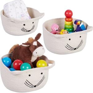 Relaxdays Storage Basket, Set of 3, Mouse Design, 3, Toy Organiser for Children's Room, White/Black, Jute, Various sizes Relaxdays Storage Basket, Set of 3, Mouse Design, 3, Toy Organiser for Children's Room, White/Black, Jute, Various sizes