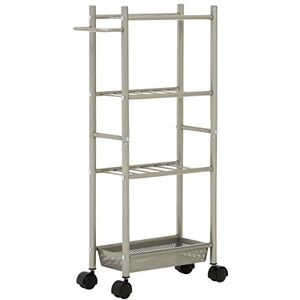 Premier Housewares 4 Tier Trolley, With Basket, Brush Nickel Premier Housewares 4 Tier Trolley, With Basket, Brush Nickel