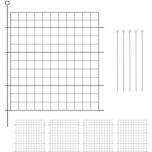 Relaxdays Garden Fence, 5 Panels, HxW: 78x75 cm Each, Straight Top, Pond Border, Flowerbed Edging, Push-In, Metal, Green, Steel, 78 x 75 cm Relaxdays Garden Fence, 5 Panels, HxW: 78x75 cm Each, Straight Top, Pond Border, Flowerbed Edging, Push-In, Metal, Green, Steel, 78 x 75 cm