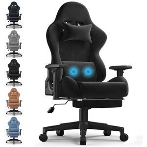 JUMMICO Fabric Gaming Chair with Footrest, Ergonomic Reclining Computer Gaming Chair with Massage Lumbar Pillow and Headrest for Adults and Teens, Black JUMMICO Fabric Gaming Chair with Footrest, Ergonomic Reclining Computer Gaming Chair with Massage Lumbar Pillow and Headrest for Adults and Teens, Black