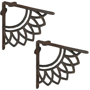 Relaxdays Shelf Brackets, Set of 2, Cast Iron, Boho Mandala Design, Angle Supports for Wall-Mounted Shelves, Brown, 100%, 2-Set Relaxdays Shelf Brackets, Set of 2, Cast Iron, Boho Mandala Design, Angle Supports for Wall-Mounted Shelves, Brown, 100%, 2-Set