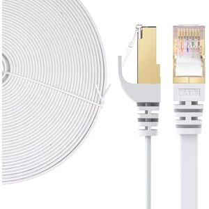 Elfcam ® 5m Ethernet RJ45 Network Cable, Cat 7 STP 100% Copper, Flat Cable, 32 AWG, White (5M) Elfcam ® 5m Ethernet RJ45 Network Cable, Cat 7 STP 100% Copper, Flat Cable, 32 AWG, White (5M)