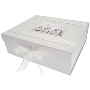 WHITE COTTON CARDS 50th Birthday, Large Keepsake Box, Perfume Bottles, Wood, 27.2 x 32 x 11 cm WHITE COTTON CARDS 50th Birthday, Large Keepsake Box, Perfume Bottles, Wood, 27.2 x 32 x 11 cm