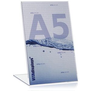 VITAdisplays ® DIN A5 Table Stand, Advertising Stand, L-Stand, Slanted in Pack of 10, Transparent. VITAdisplays ® DIN A5 Table Stand, Advertising Stand, L-Stand, Slanted in Pack of 10, Transparent.