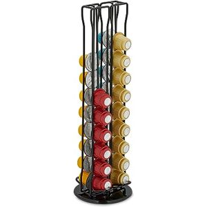 Relaxdays Capsule Holder Compatible with Nespresso, Organising 40 Pods, Rotating Metal Stand, HxØ: 37 x 11.5 cm, Black, Iron, 37 x 11.5 x 11.5 cm Relaxdays Capsule Holder Compatible with Nespresso, Organising 40 Pods, Rotating Metal Stand, HxØ: 37 x 11.5 cm, Black, Iron, 37 x 11.5 x 11.5 cm