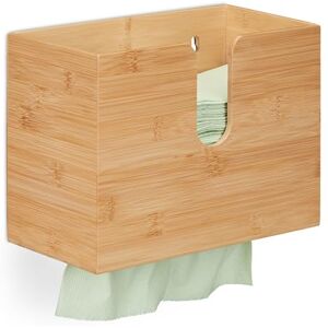 Relaxdays Paper Towel Dispenser, for H2 Tissue Boxes, HxWxD: 20x27x13 cm, Wall Mounted Holder, Bamboo, Natural Relaxdays Paper Towel Dispenser, for H2 Tissue Boxes, HxWxD: 20x27x13 cm, Wall Mounted Holder, Bamboo, Natural