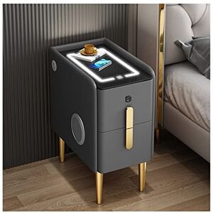 Zurbaqd Smart Nightstand with Wireless Charging Station,Bedside Table with Bt Speaker,Solid Wood End Table,with Adjustable Led Lights,USB Port,Storage Drawers/K Gray/with Lock_25*40 * 45Cm Warm as ever Zurbaqd Smart Nightstand with Wireless Charging Station,Bedside Table with Bt Speaker,Solid Wood End Table,with Adjustable Led Lights,USB Port,Storage Drawers/K Gray/with Lock_25*40 * 45Cm Warm as ever