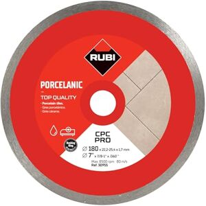 RUBI Diamond Blade to Cut Fine Porcelain Tiles with Thicknesses of Less Than 25 mm Recommended for Mitre Cutting 180 mm CPC 180 PRO, Grey RUBI Diamond Blade to Cut Fine Porcelain Tiles with Thicknesses of Less Than 25 mm Recommended for Mitre Cutting 180 mm CPC 180 PRO, Grey