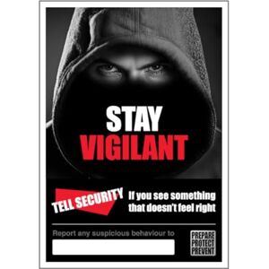 BLEEDSAVE Tell Security Poster Stay Vigilant 297 x 420 mm (A3) Standard 0.2mm Flexi-Plastic BLEEDSAVE Tell Security Poster Stay Vigilant 297 x 420 mm (A3) Standard 0.2mm Flexi-Plastic