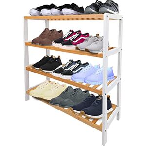 1ABOVE Bamboo Shoe Rack, Plant Rack, Perfect for Corridor, Living Room, Bathroom, Bedroom, Hallway or Small spaces- Natural & White (4 TIER) 1ABOVE Bamboo Shoe Rack, Plant Rack, Perfect for Corridor, Living Room, Bathroom, Bedroom, Hallway or Small spaces- Natural & White (4 TIER)