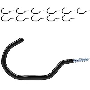 Relaxdays Bike Hooks, Set of 12, Wall & Ceiling Bicycle Suspension, Rubberised, Screw-In Hanger, Storage Rack, Black, Steel, 7 x 14.5 x 0.7 cm Relaxdays Bike Hooks, Set of 12, Wall & Ceiling Bicycle Suspension, Rubberised, Screw-In Hanger, Storage Rack, Black, Steel, 7 x 14.5 x 0.7 cm